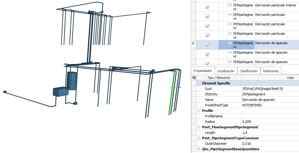 Modelo BIM de instalaciones MEP en formato IFC (BIMVision)